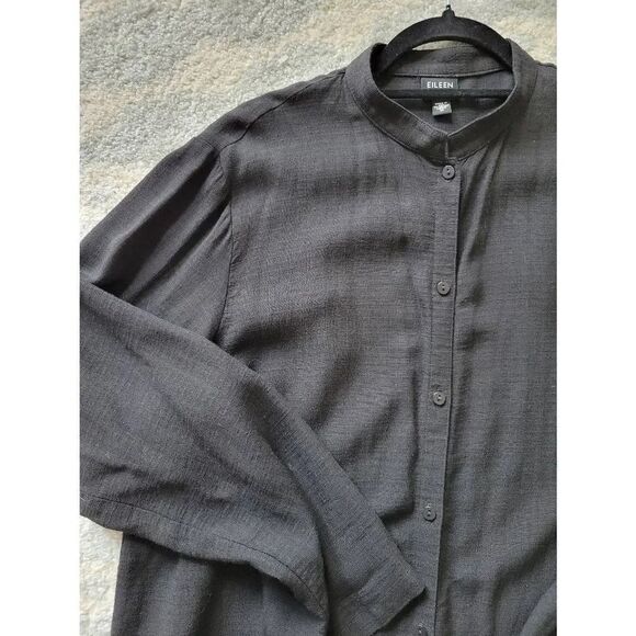 Eileen fisher black  linen blend blouse M - Picture 8 of 9